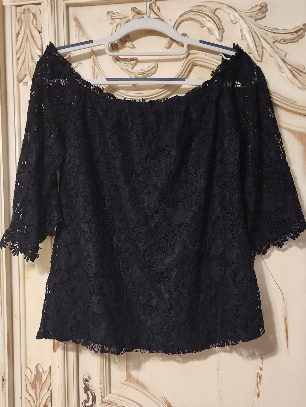 Black Lace Off-Shoulder Blouse
